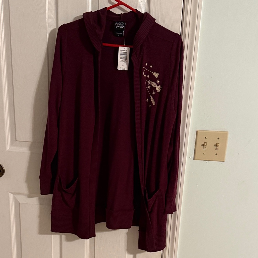 Torrid hocus Pocus NWT wine colored wrap jacket